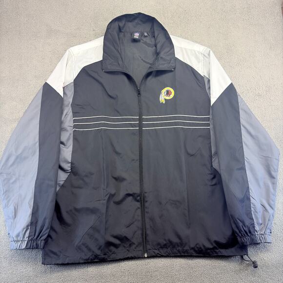 VTG Washington Redskins Windbreaker Men's XL Black Full Zip Sports Illustrated - Picture 1 of 10